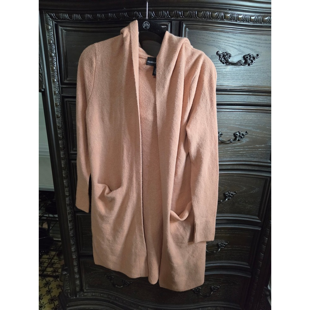 Isabella Rodriguez Peach Wool Blend Hooded Open Front Cardigan Sweater XS